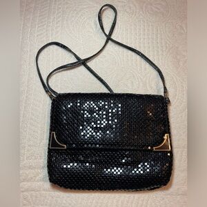 Vintage black metal mesh clutch or shoulder bag party
